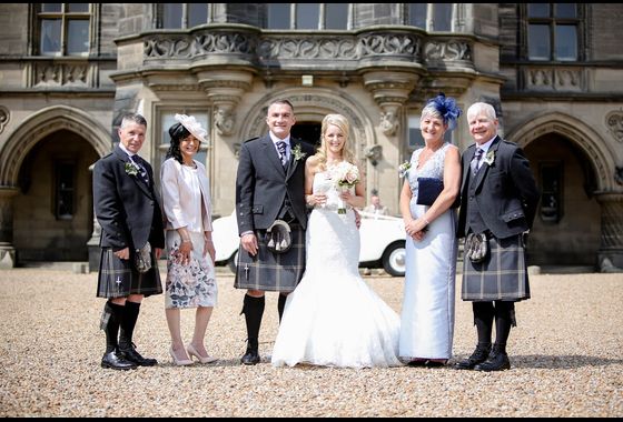 Fettes the Venue - Wedding - Bride & Groom & Parents & Car Full Imge Fettes the Venue - Wedding - Bride & Groom & Parents & Car Full Imge
